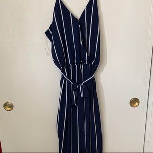 Navy blue with white stripes jumpsuit